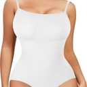 Nebility Shapewear Waist Trainer Bodysuits Women Clothing Tummy Control Seamless Full Body Shaper Square Neck Jumpsuits Top (Small, White)
