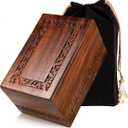Handcrafted Rosewood Wooden Urn for Human Ashes Adult 200 Cubic Inch Capacity Engraved Border Funeral Urn for Ashes Memorial Keepsake Box