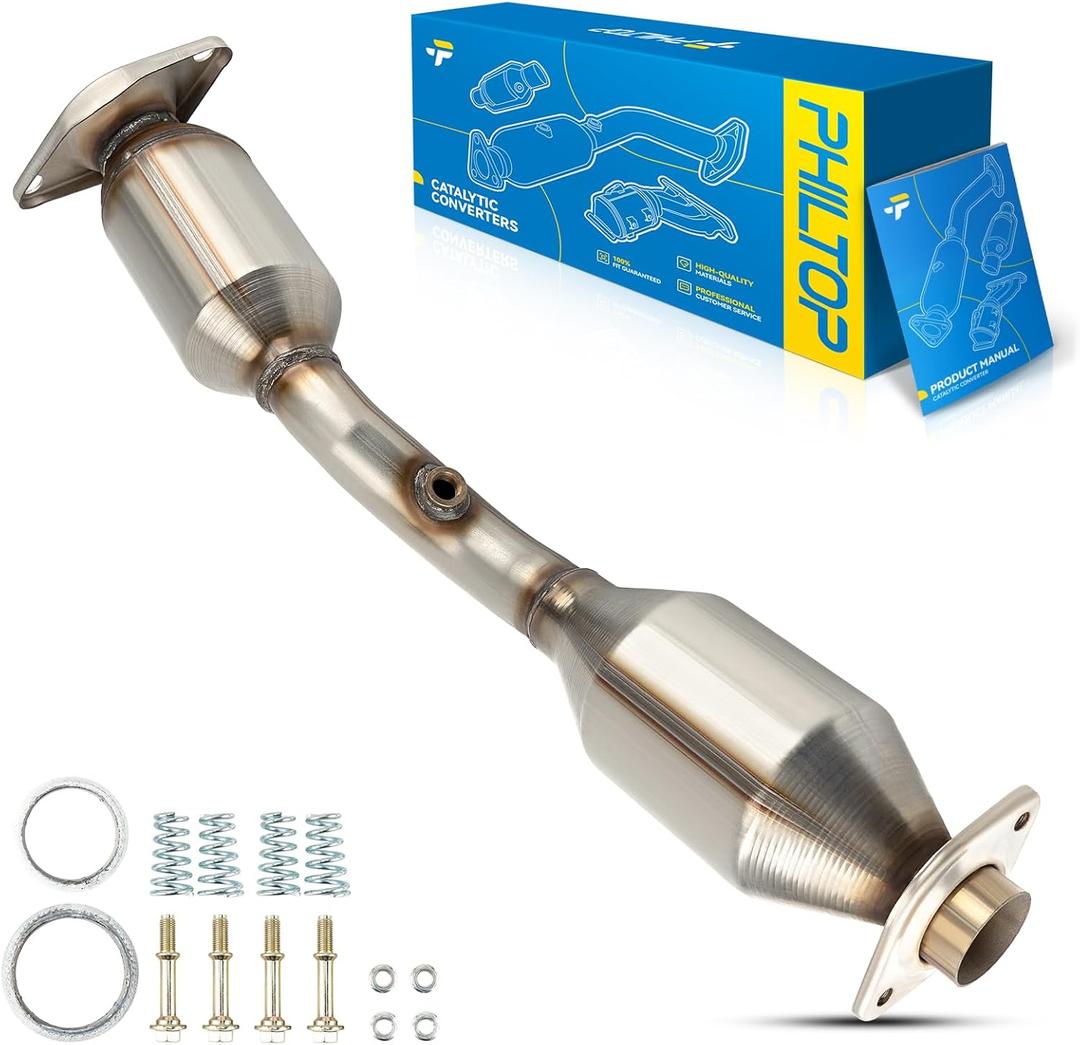 PHILTOP Front High FLow Stainless Steel Catalytic Converter Kit Compatible with Nissan Versa 1.6L 2012-2018, Versa Note 1.6L 2014-2017 Replace# 16794, 644060, 41154, Stainless Steel (EPA Compliant)