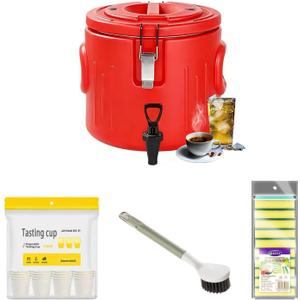 Insulated Beverage Dispenser, Ice and Hot Drink Dispenser with Stainless Steel, Hot Water Dispenser for Parties Camping, Portable Outdoors Water Cooler Used for Cocoa Chocolate Coffee (2.6Gallon)