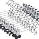 Amber Home 12 Pack Heavy Duty Add on Metal Pants Skirt Hangers, Stackable Add-on Metal Clothes Hangers with 2-Adjustable Clips, Cascading Clip Hangers Space Saving for Jeans, Slacks