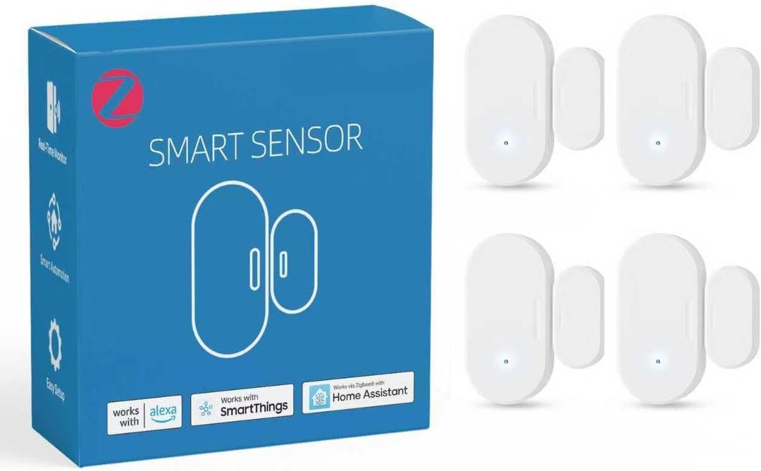 Zigbee Door Sensor 4 Pack, Mini Smart Door Sensor, Home Automation, Kid Safety, Compatible with SmartThings, Alexa, Home Assistant, Aeotec, Hubitat, Homey with Build-in Zigbee Hub, Hub Required