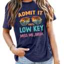 Last Day of School Teacher Shirt Women Admit It You'll Low Key Miss Me Bruh Teacher T Shirt Sumemr End of Year Teacher Tee Blue (S)
