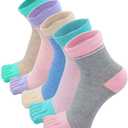 Hellomamma Women's Toe Sock Cute Cat Dog Ankle Sock Cotton Athletic Running Five Finger Socks for Girls (5-12, Multicolor-18)