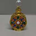 Leadigol 10ML Dubai Arabic Style Rhinestone Empty Perfume Bottle,Refillable Empty Perfume Portable Cosmetic Container Alloy Golden Essential Oil (no perfume in bottle)