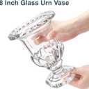 8 Inch Glass Urn Vase, Large Crystal Glass Vase, Vintage Vases for Centerpiece, Pedestal Flower Bottle, Decorative Vases for Wedding Home Decor Housewarming Gift