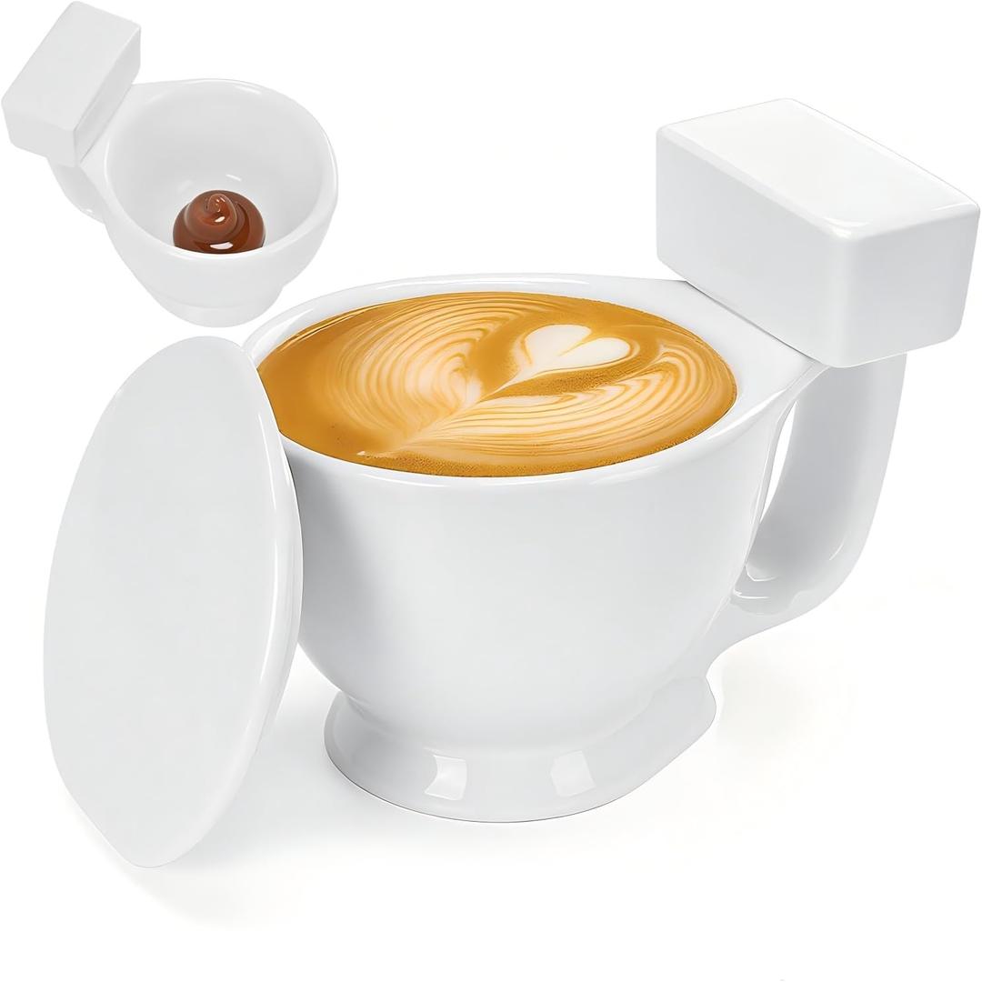 P-oops! White Elephant Gifts for Adults, Christmas Gifts for Women Men,Toilet Coffee Mug, Mens Gift, Fruit Bowl, Valentines Day for Him Her,Anniversary Funny Gag Gift (White)