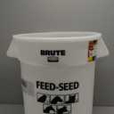 Rubbermaid Commercial Products BRUTE Container with Lid 20 Gal Feed/Seed White, for Bird/Animal/Pet Food