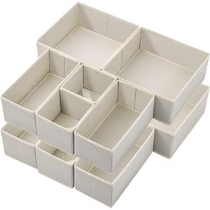 Stero 12 Pack Drawer Organizers for Clothing, Dresser Drawer Organizer Clothes, Fabric Foldable Closet Organizers and Storage Basket Bins for Clothes, Underwear, Bras, Socks (Light Grey)