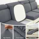 DISSA Waterproof Couch Cushion Covers, Washable Sofa Cushion Covers, Stretch Sofa Slipcovers, Sofa Seat Couch Sofa Covers for Pets Furniture Protector(3-Pieces Sofa Cushion, Light Gray)