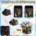 20 Pieces Picture Centerpieces for Table Graduation Box Table Centerpieces 6/7 Inch Photo Display Box for Congrats Grad Wedding Graduation Birthday Party Decoration (Black)