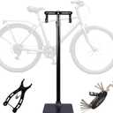 Heavy Duty Bike Floor Stand, Vertical Bicycle Storage Rack for Indoor Garage, Adjustable Rubber Hooks for Road, Mountain & Ebikes, Includes Multi-Function Repair Tool & Chain Plier