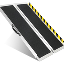 4FT Portable Wheelchair Ramp Folding Aluminum Ramp for Home DoorwaysAnti-Slip Mobility Handicap Ramp with Side Rails for Steps Stairs Thresholds Entryways Wheelchairs Scooters and Strollers