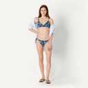 Amazon Essentials Womens Light-Support Classic Bikini Swimsuit Top (X-Small, Deep Blue Paisley)