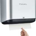 Trifold Hand Towel Dispenser for Bathroom - C Fold Paper Towel Dispenser Wall Mount with No-Hole Adhesive Installation, Compact 200 Sheets Large Capacity for Home, Apartment & RV (M3-5859-sliver)