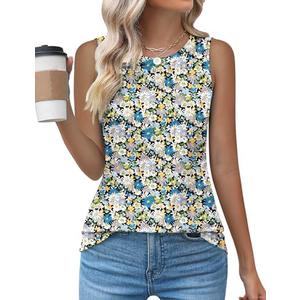 Kistore Womens Summer Tank Tops Sleeveless Crew Neck Pleated Blouse Shirts Fashion Clothes 2025,Set of 2 Size XL
