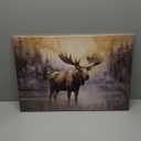 LYUNSHUO Moose Canvas Wall Art Rustic Woodland Deer Picture Print Wall Decor Country Wildlife Painting Vintage Artwork for Farmhouse Living Room Bedroom Bathroom Home Decor (24"L x 16"W)