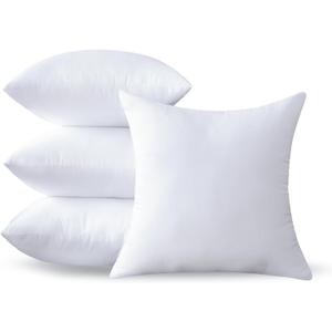 18 x 18 Pillow Inserts Set of 4 - Premium Soft and Fluffy 18 Inch Medium Sofa Decorative White Square Throw Pillow Inserts Stuffing for Living Room Couch and Bedroom Interior Cushions