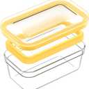 Airtight Butter Slicer Cutter, Stick Butter Storage Case with Lid for Fridge (Medium-Yellow)