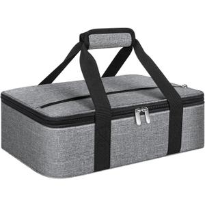 Insulated Casserole Carrier, Portable Casserole Carrier for Hot or Cold Food Lunch Tote Warmer or Cooler Bag, Lasagna Lunch Bag for Potluck Parties- Fits 9" x 13" Baking Dish-Grey 