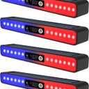 Aolyty Solar Lights Outdoor, 3 Work Modes Solar Strobe Lights Waterproof Warning Wall Light 4 Pack Bright White Light/Red & Blue Light Flashing for Garden Patio Yard Front Door Home