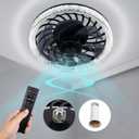 Socket Ceiling Fan Light,Bulb Socket Fan with Remote,Dimmable E26 Base Ceiling Fans with Lights for Bedroom,Screw in Fan and Light Combo,Mini Small Ceiling Fan with Light,Recessed Light Fan Lamp
