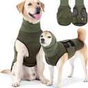 Dog Anxiety Jacket, Dog Shirt with Turtleneck, Breathable Calming Vest, Indoor and Outdoor Separated Pet Jacket (Military Green, X-Small) (X-Small(Chest:13"-17"))