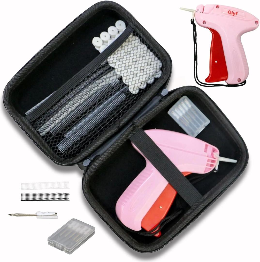 Micro Stitch Gun for Clothes - Quick Stitch Sewing Gun - Tagging Gun for Clothing - Comes in a Hard Shell Case Includes 6 Micro Needles, 1000 Black & 1000 White Fasteners, 144 Buttons