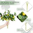 Artificial Lemon Leaves with Lemon, 4 Pack Faux Greenery Plants, Plastic Lemon Tree Bushes for Garden, Patio, Porch, Window Box, Planter & Indoor Outdoor Home Decor