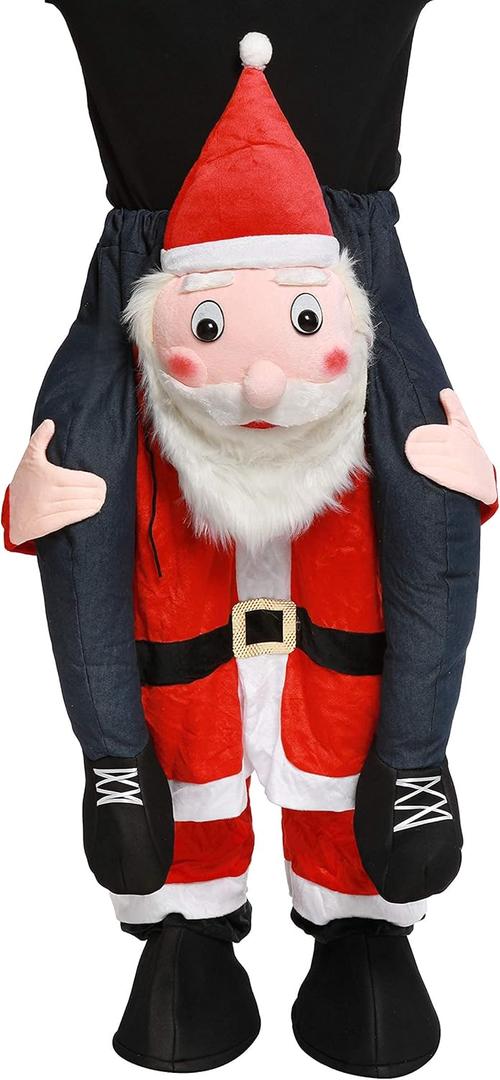 CRSURE Santa Claus Costume,Christmas Costumes for Women/Men,Ride on Santas Shoulders Costume