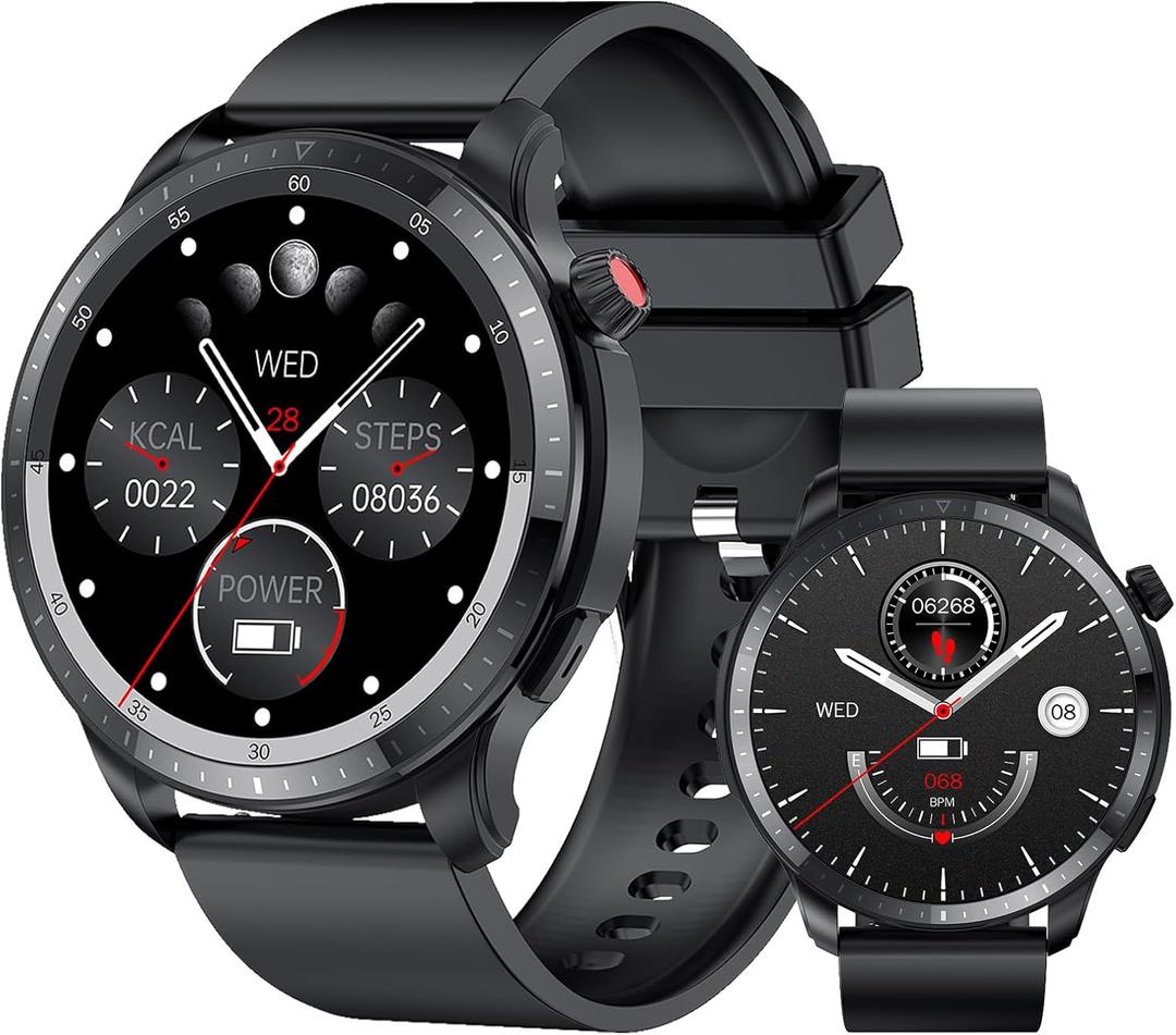 Smart Watch for Men Women, 1.39" Round GPS Watcher with 110+ Sports Modes, Blood Pressure/Heart Rate/Blood Oxygen/Sleep Monitor, IP67 Waterproof Smartwatch for Android iOS (Black)