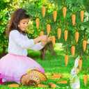 CLESDF Easter Carrot Hanging Ornaments, 48Pcs Premium Foam Glitter Artificial Carrots for Easter Tree Decoration