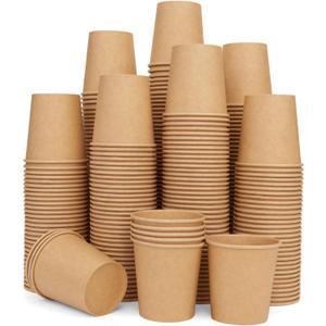 Vumdua 500 Pcs 6 oz Kraft Paper Cups - Disposable Paper Cups Hot Cold Beverage Drinking Cup for Coffee, Water, Tea, Juice, Espresso & Cortado