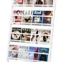 4-Tier Floor Standing Magazine Rack with Wheels, Brochure & Literature Display Stand, 23.4-Inch Width, White