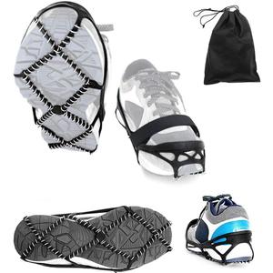 Ice Cleats, Highly Elastic Traction Cleats Grippers with Magic Tape Straps and Storage Bag, Anti Slip Walk Traction Cleats for Hiking Walking on Snow and Ice (L: Women10-15/Men9-13/Foot Length 255-297mm)