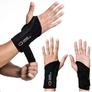 Copper Compression Advanced Wrist Brace - Copper Infused Adjustable Orthopedic Support Splint for Pain, Carpal Tunnel, Arthritis, Tennis Elbow, Tendinitis, RSI, Ganglion Cyst for Men Women Right S/M (Right Hand Small/Medium (Pack of 1))