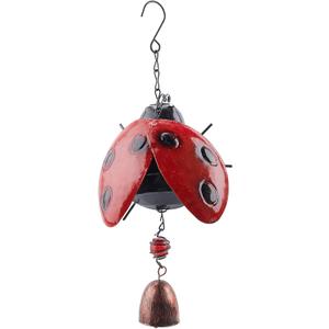 GORGECRAFT Metal Ladybug Wind Chime Lucky Wind Bell Rustic Home Ornaments for Garden Yard Patio Indoor Outdoor Hanging Decoration