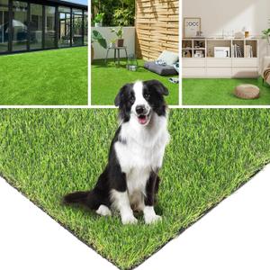 Artificial Grass Turf 4 Feet X 10 Feet, 1.38" Height Perfect Fake Grass Rug with Drainage Holes, Indoor/Outdoor Artificial Turf Mat for Garden Lawn Balcony Pet Landscape Decoration