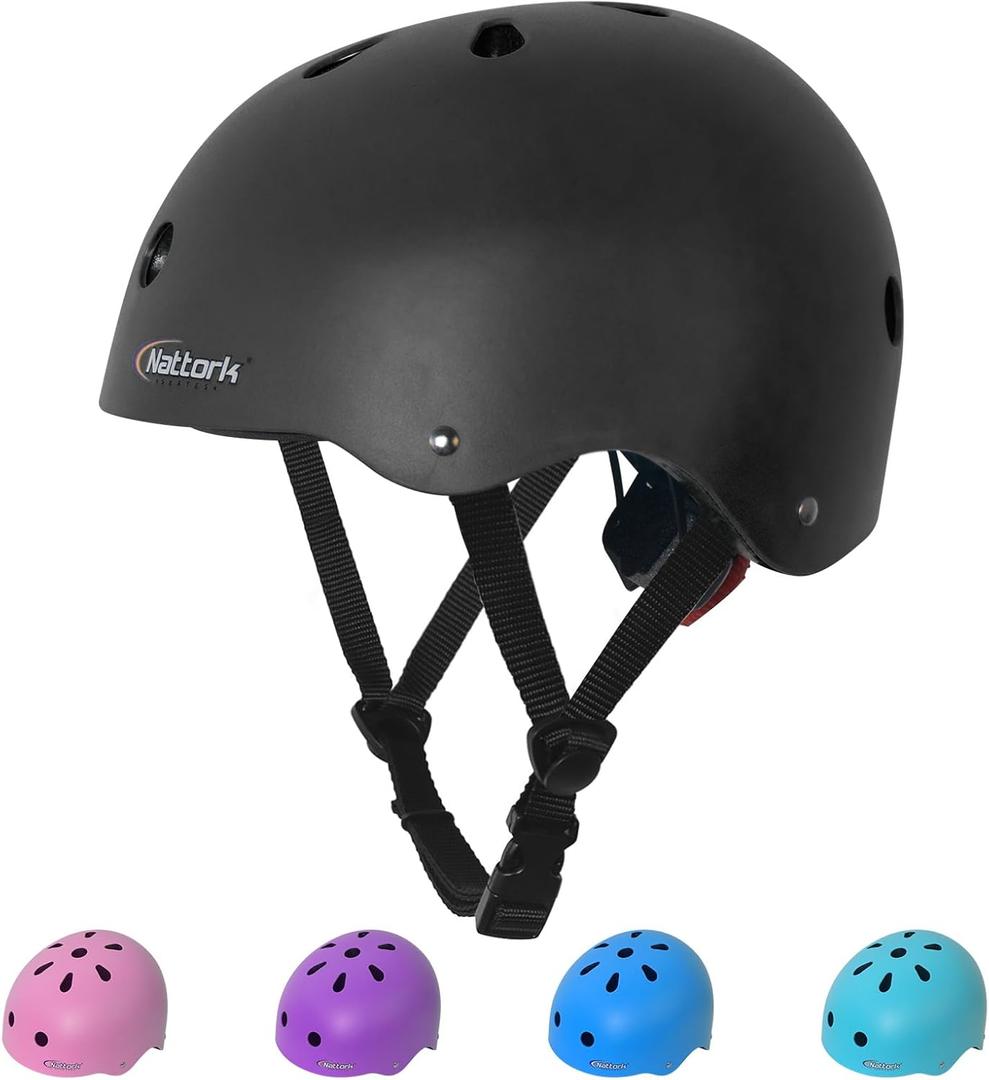 Kids Youth Bike Helmet - Lightweight and Safe Helmet for Boys and Girls Toddler, Adjustable Multi-Sport Helmets for Skateboard Skate Scooter (Small (18''-21''), Matte Black)