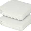 BPS 18 x 19 Inch Outdoor Chair Cushion Set of 2, Fade-Resistant and Water-Resistant Solution-Dyed Polyester Fabric Patio Chair Cushions with Straps for Outdoor/Indoor Dining Chairs (Light Gray)