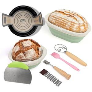YIIMOOU Bread Proofing Basket, Silicone Banneton Bread Proofing Basket Set of 2, Proofing Bowls for Sourdough, Bread Kits for Homemade Bread Rising Basket