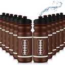 Nitial 12 Pack Water Bottles Bulk 20 oz Reusable Squeeze Water Bottles Plastic Sports Bottle with Pull Top Cap Sports Gifts Tumbler for Travel Gym Sport Party Supplies(Orange,Football)
