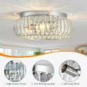 YYJLX 3 Light Flush Mount Ceiling Light Fixtures Modern Crystal Chandelier Chrome Chandelier for Hallway Bedroom Bathroom Foyer Entryway Laundry Room Kitchen., Large