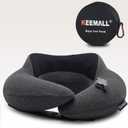 Inflatable Neck Pillow, Premium Travel Neck Pillow for Airplane Headrest Sleep - 3rd Generation, Double Comfort Plane Pillow for Long Flight (Medium, Senior Grey)