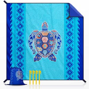 OCOOPA Beach Blanket Waterproof Sandproof, 10'X 9' Extra Large, Soft and Sturdy, Light Weight and Portable, Perfect for Beach Vacation, Famlily Park Picnic, Travel Camping, Outdoor Gifts (XX-Large( 8 adults ), Bohemian Turtle)