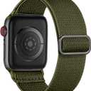 4 x Maledan Stretchy Solo Loop Compatible with Apple Watch Band Women Men 40mm 44mm 45mm 41mm 38mm 46mm 49mm 42mm,Soft Nylon Elastic Braided Strap Wristband for iWatch Series 10 9 8 7 6 5 4 3 2 1 SE Ultra (Green Army)