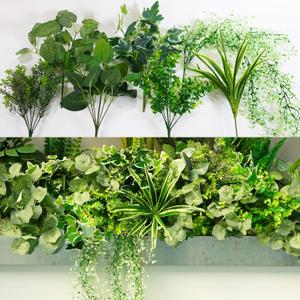 19 Pcs Artificial Boxwood UV Resistant Plants Outdoor Faux Greenery Stems for Indoor Sunroom Outside Hanging Plants Garden Porch Window Box Backyard Farmhouse Dcor