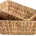 Small Wicker Baskets for Organizing 2 Pack, Hand Woven Baskets for Storage, Towels and Toilet Paper Organization, Woven Gift Basket,Countertop Baskets Set for Organizing