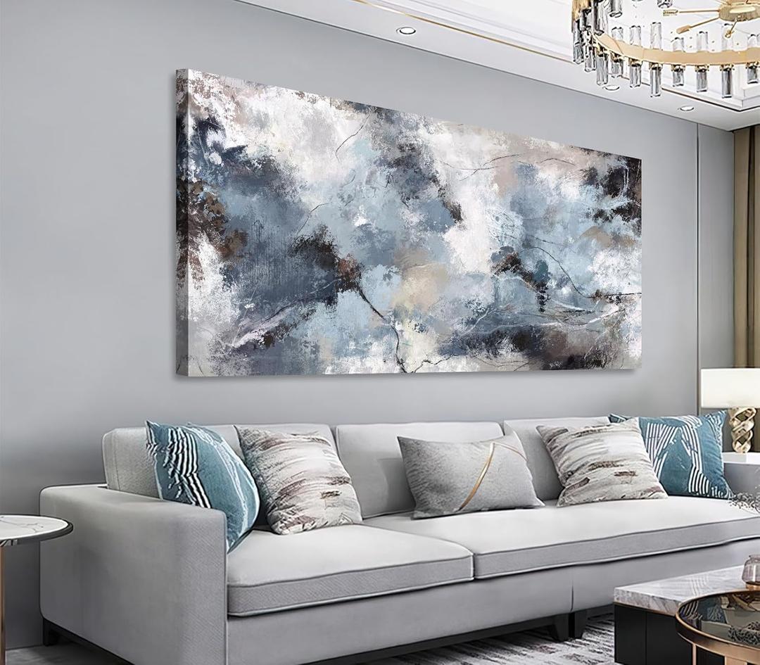 Shoci Large Abstract Wall Art - Black White Gray Fluid Lines Canvas Picture for Living Room Aesthetic Brown Painting Prints Decor Modern Abstract Artwork Wall Art for Bedroom Decoration 20" X 40"