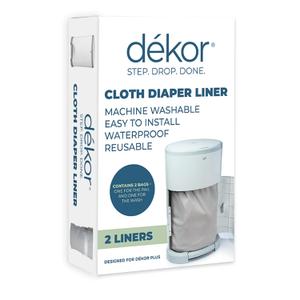 Diaper Dekor Cloth Diaper Liner | 2 Count | Gray | Perfect for Cloth Diapers | Just Step  Drop  Done | Quick & Easy to Replace | Fits the Diaper Dekor Plus Hands-Free Diaper Pail | Machine Washable